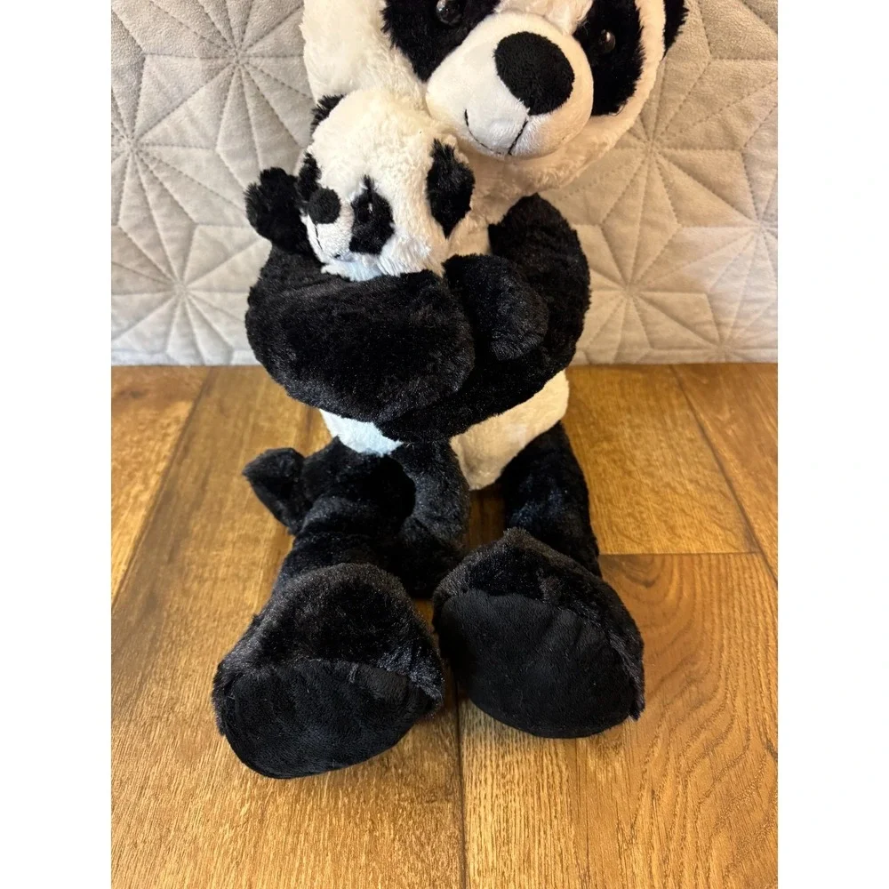 Kellytoy Panda Bear Hugging Baby Plush Black White 24 Inches Stuffed Animal Toy